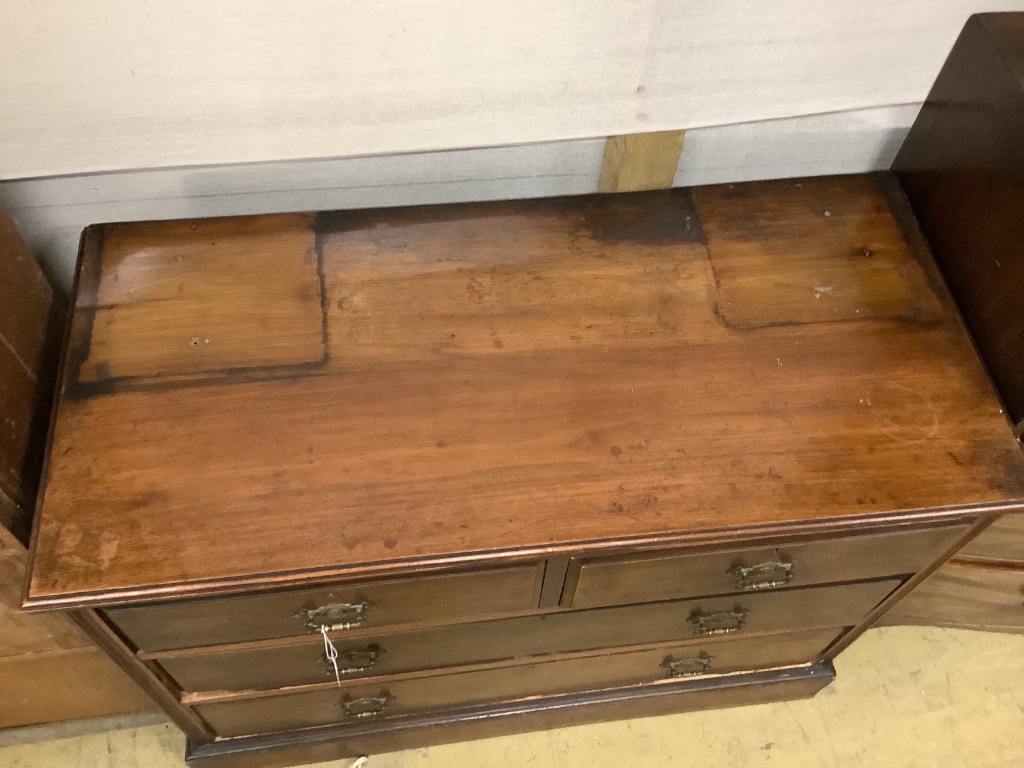 A late Victorian walnut chest of drawers, width 106cm depth 49cm height 80cm